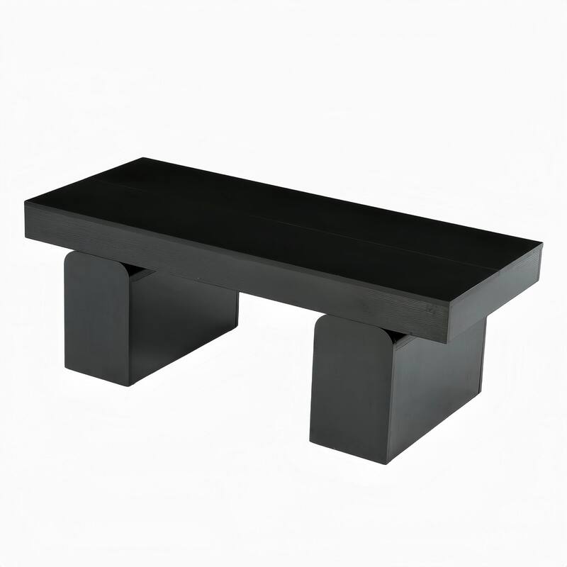 55.11" Double Pedestal Wood Coffee Table, Rectangular