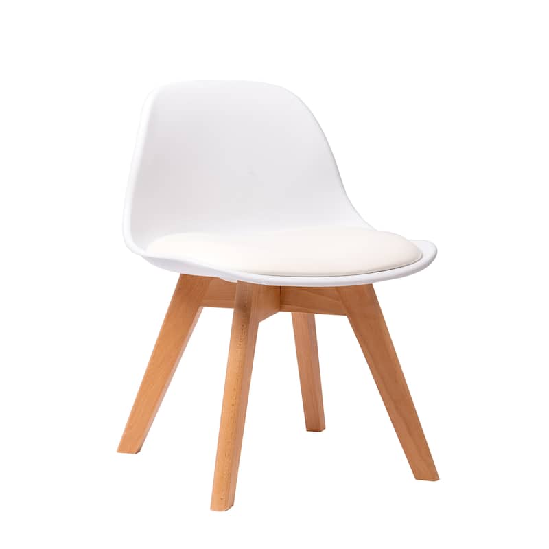 Porthos Home Brynn Kids Chair, Plastic Shell With Seat Cushion, Beech Wood Legs