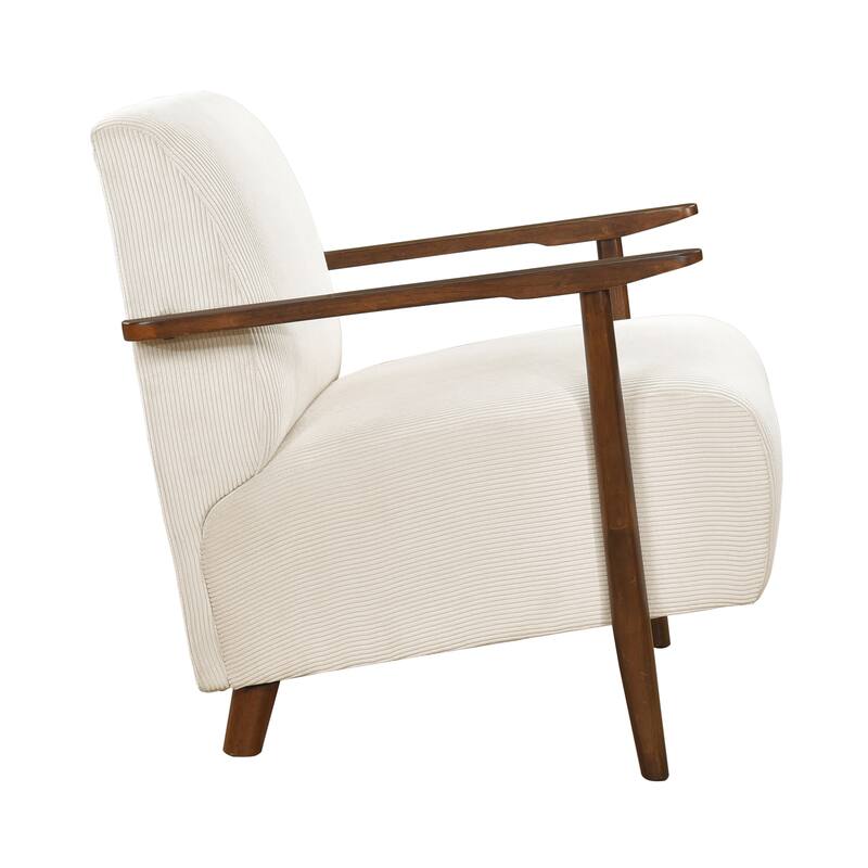 Fedora 28" Corduroy Accent Chair - Solid Wood Arms and Legs
