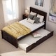 preview thumbnail 1 of 14, Twin Platform Kids Bed with Trundle, Sturdy Wood Frame, Space-Saving Design, Espresso Espresso
