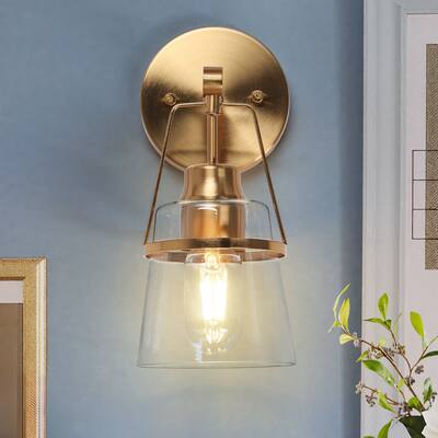Modern Gold 1-Light Bathroom Vanity Lights Wall Sconces - L 4.7" x D 5.5" x H 11"