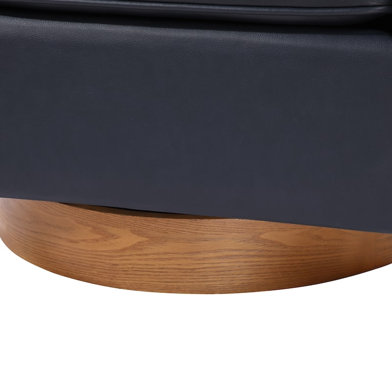 Ingram Faux Leather Wood Base Barrel Swivel Chair by Greyson Living