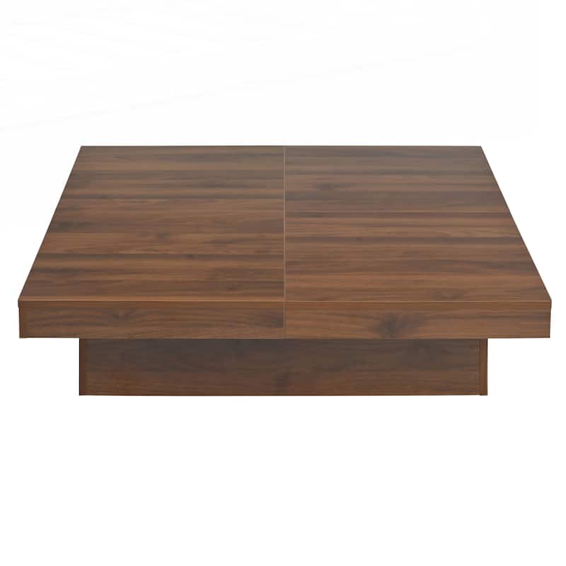 Square Marble Veneer Coffee Table Sliding Top