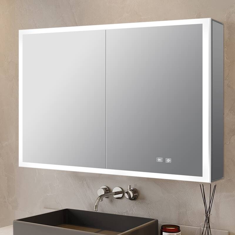 Mesa Surface-Mount LED Mirror Medicine Cabinet with Defogger