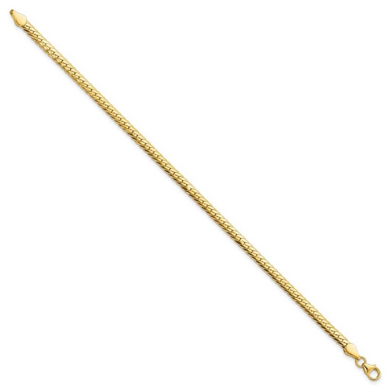 Curata 14k Yellow Gold 7" 3mm Fancy Curb Link Bracelet