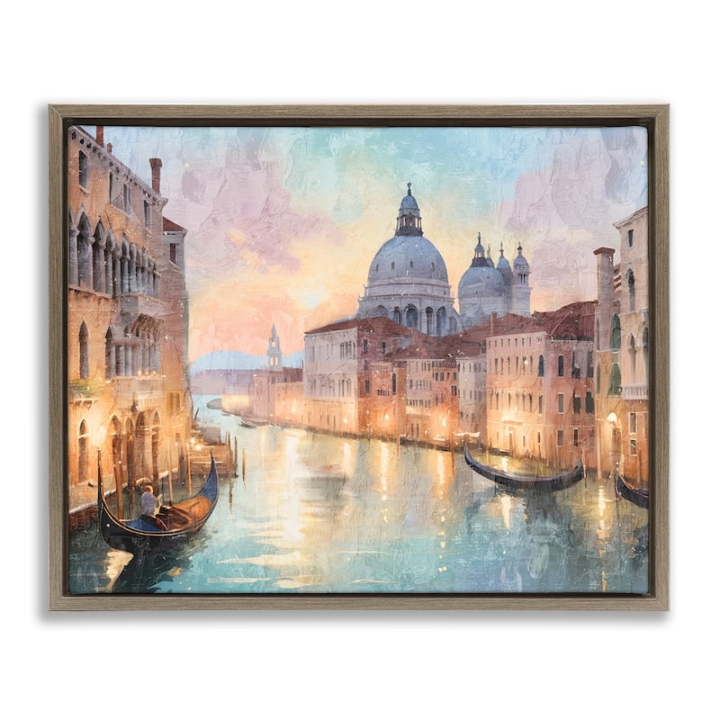Stupell Scenic Venetian Canal Framed Floater Canvas Wall Art Design By Kim Allen - 21 x 17 - Brown