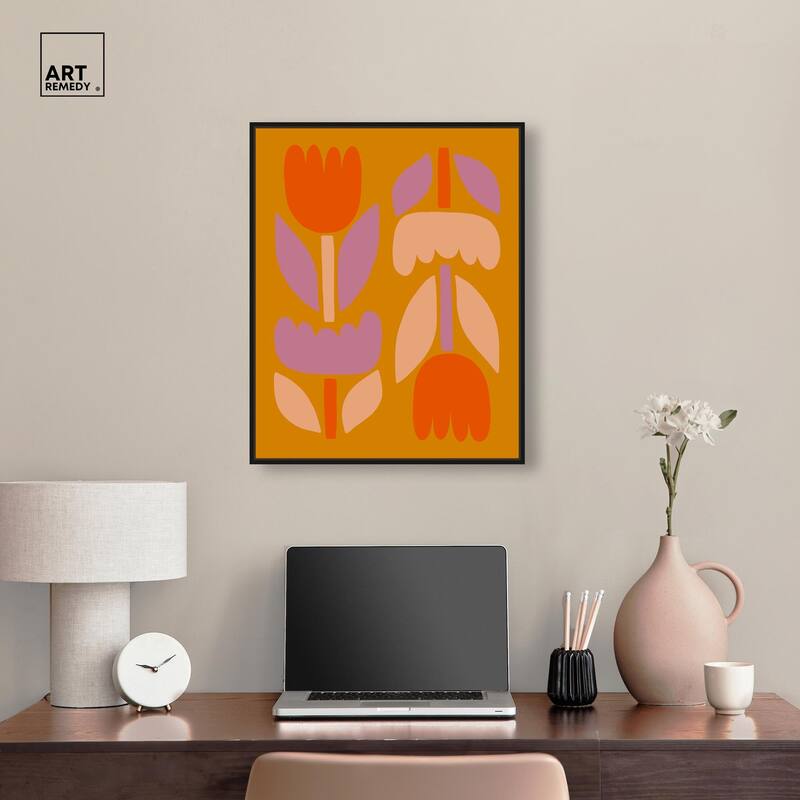 Tulips in Ochre Land Canvas by Art Remedy