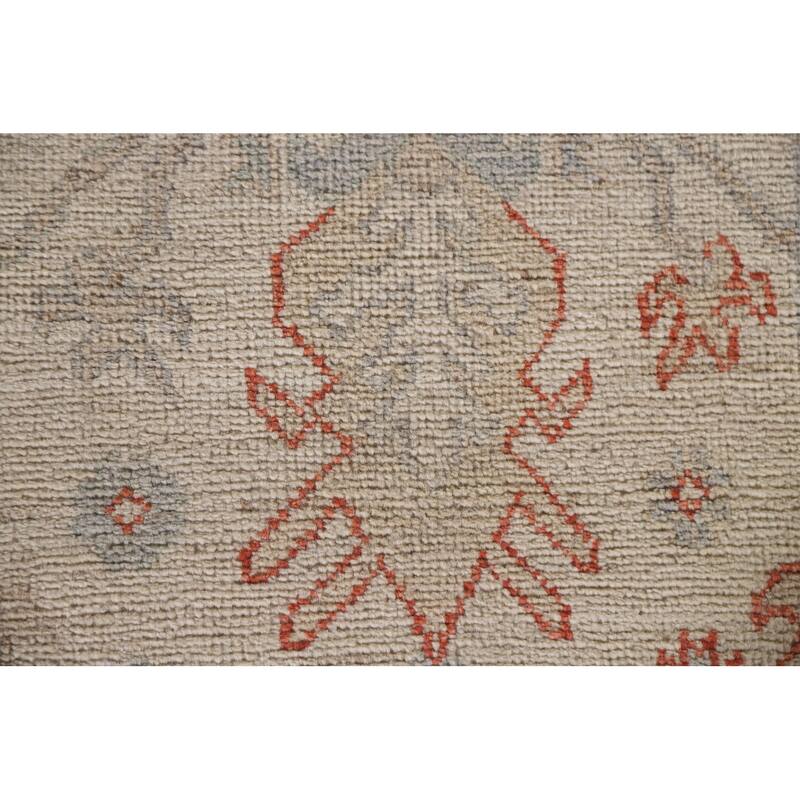 Hand Knotted Oriental 100% Wool Carpet Transitional All-Over Beige & Ivories Oushak Runner Rug - 17' 7'' X 2' 6''