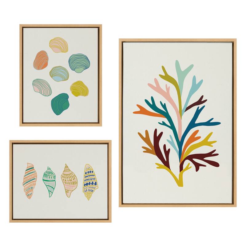 Kate and Laurel Sylvie Sea Plant Ocean Framed Canvas by Alicia Schultz