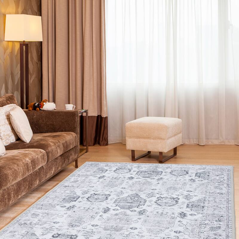 Washable Non-Slip Area Rug,Stain Resistant Low-Pile Carpet,8X10 - 8' X 10'