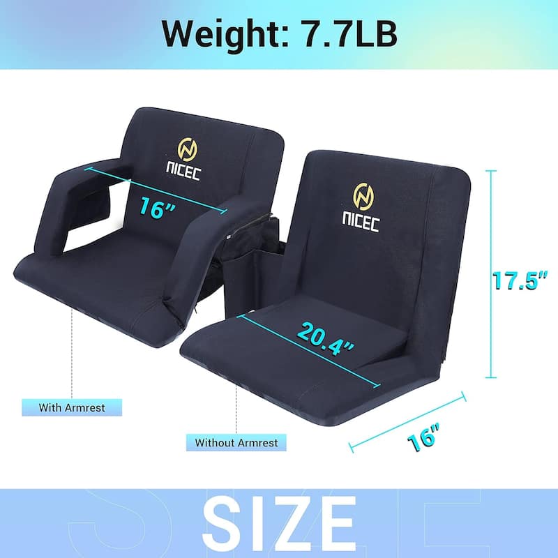 Wide Stadium Seating for bleachers, Bleacher Seats with Back Support, Floor Chairs, 5 Reclining Positions