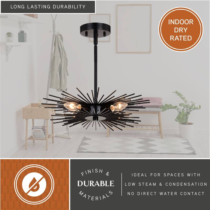 Nikko 16-in W Mid-Century Modern Semi Flush Mount Ceiling Light - 16-in W x 9.5-in H x 16-in D