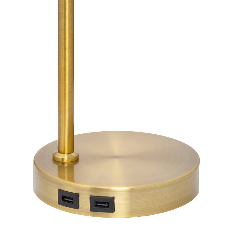Eliza River of Goods Gold Metal and Fabric Two-Piece Shade 19.5-Inch Table Lamp - 10.5" x 10.5" x 19.5"
