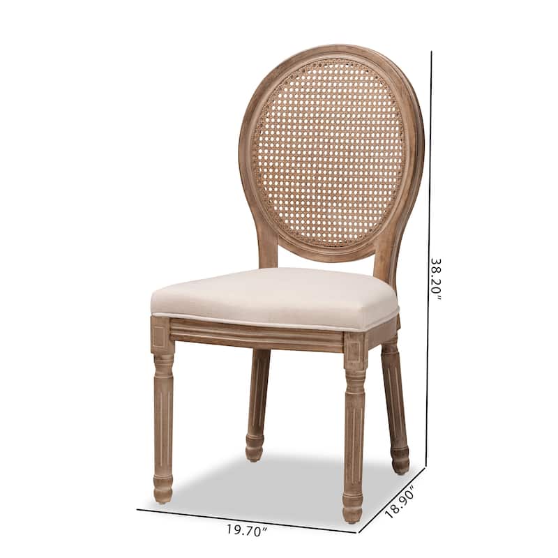 Louis French Inspired Upholstered Wood Dining Chair Set(2PC)-Beige