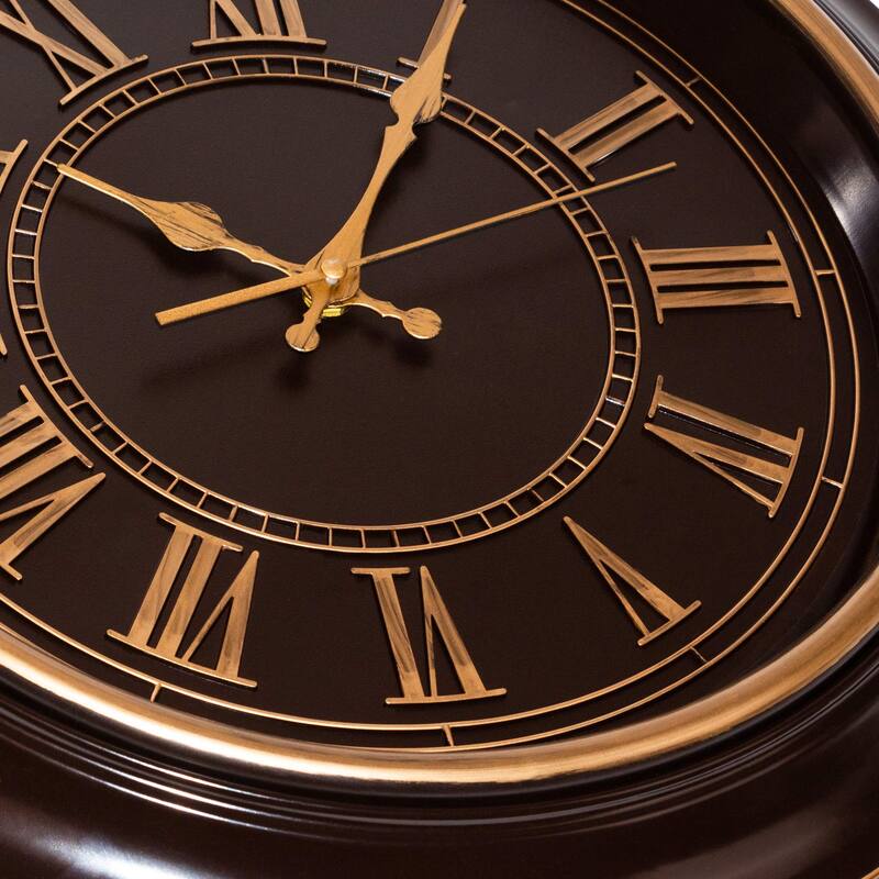 Large Wall Clock 18" Quality Quartz Silent Non Ticking, Battery Operated Fireplace, Beautiful Decorative Timeless