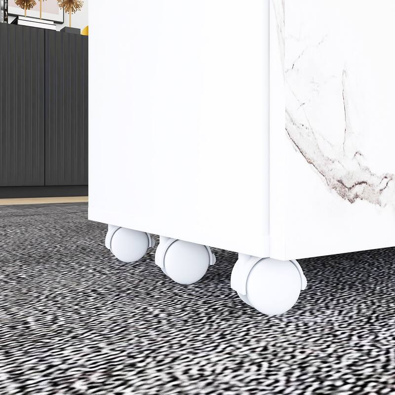 47" MDF Folding Dining Table with storage rack and cabinet