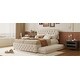preview thumbnail 2 of 30, Chic Upholstered Platform Bed with Twin Trundle and USB Ports for Comfortable Sleep