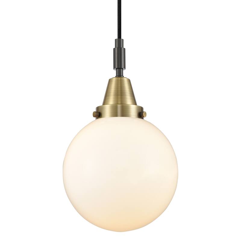 Innovations Lighting 447-1P-G201-8 Beacon 8" Wide Mini Pendant with - Black Antique Brass