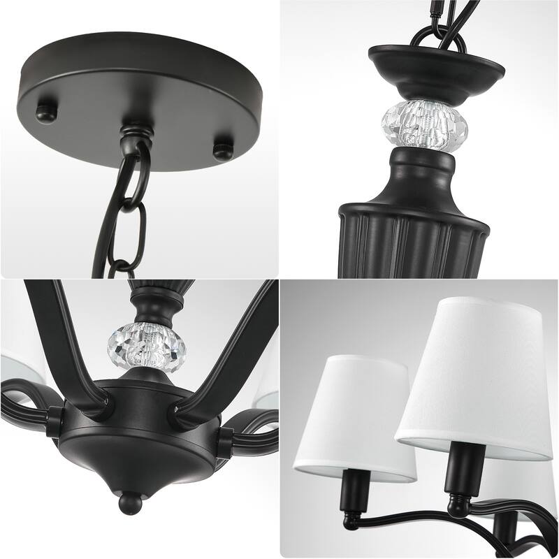 5-Light Modern Chandeliers, Pendant Lights Fixture with Linen Beige Fabric Shade for Living Room Dining Room Hallway Entryway