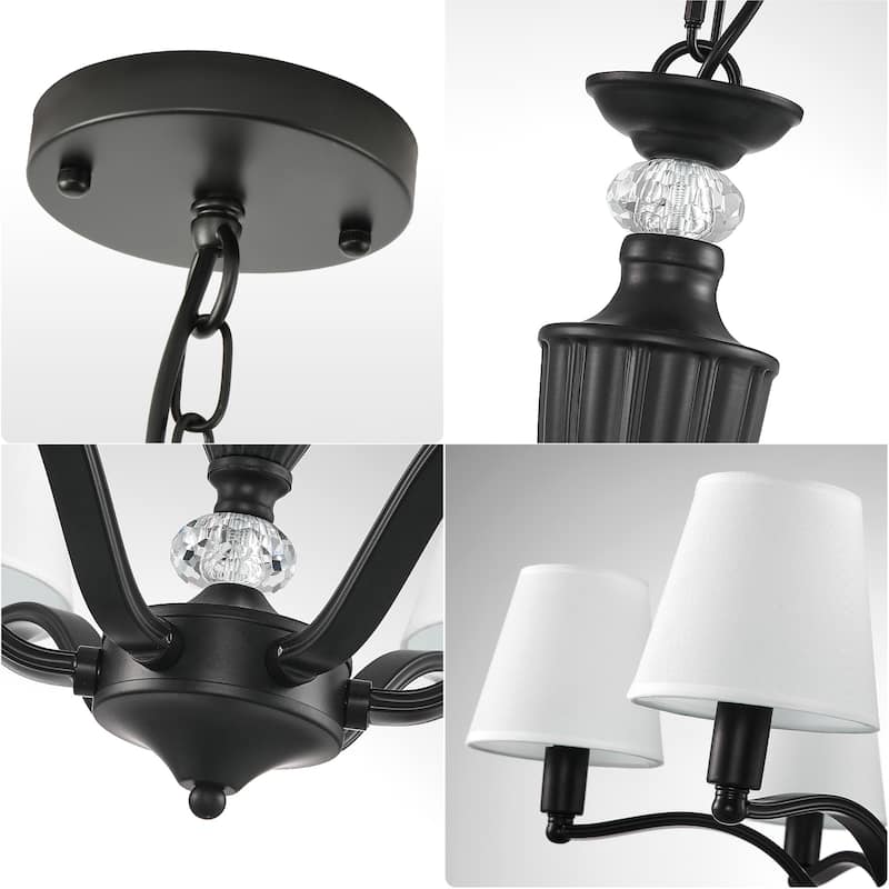 Modern Farmhouse 5-Light Iron Linear Chandelier Glass Shade Lights