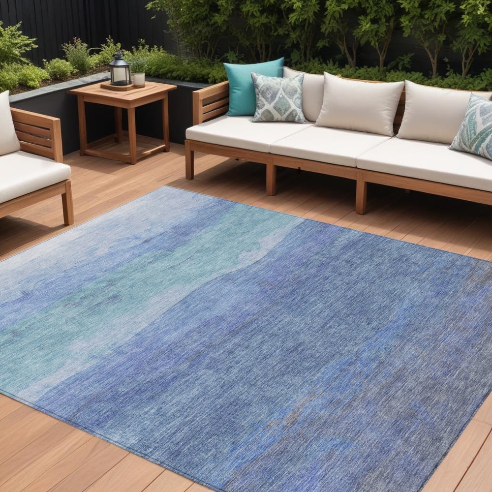 HomeRoots Abstract Modern Rectangle Outdoor Rug