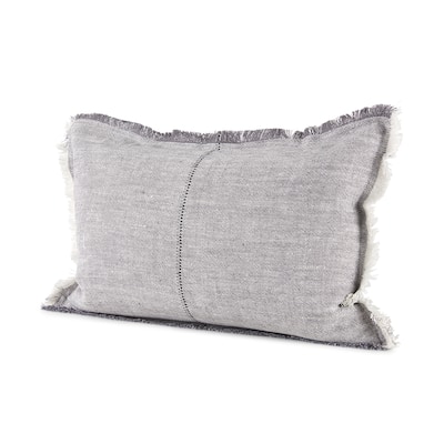 Thais 13L x 21W Light Gray Fabric Fringed Decorative Pillow Cover