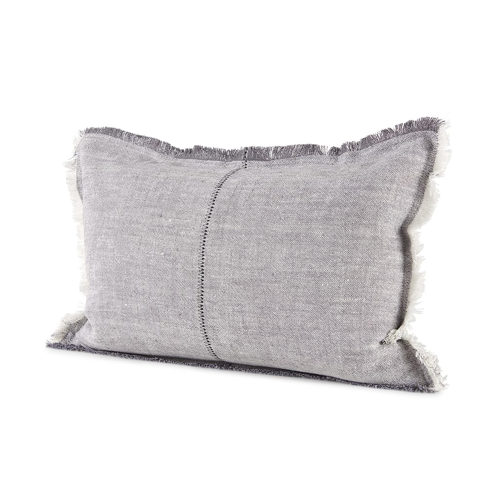 Thais 13L x 21W Light Gray Fabric Fringed Decorative Pillow Cover