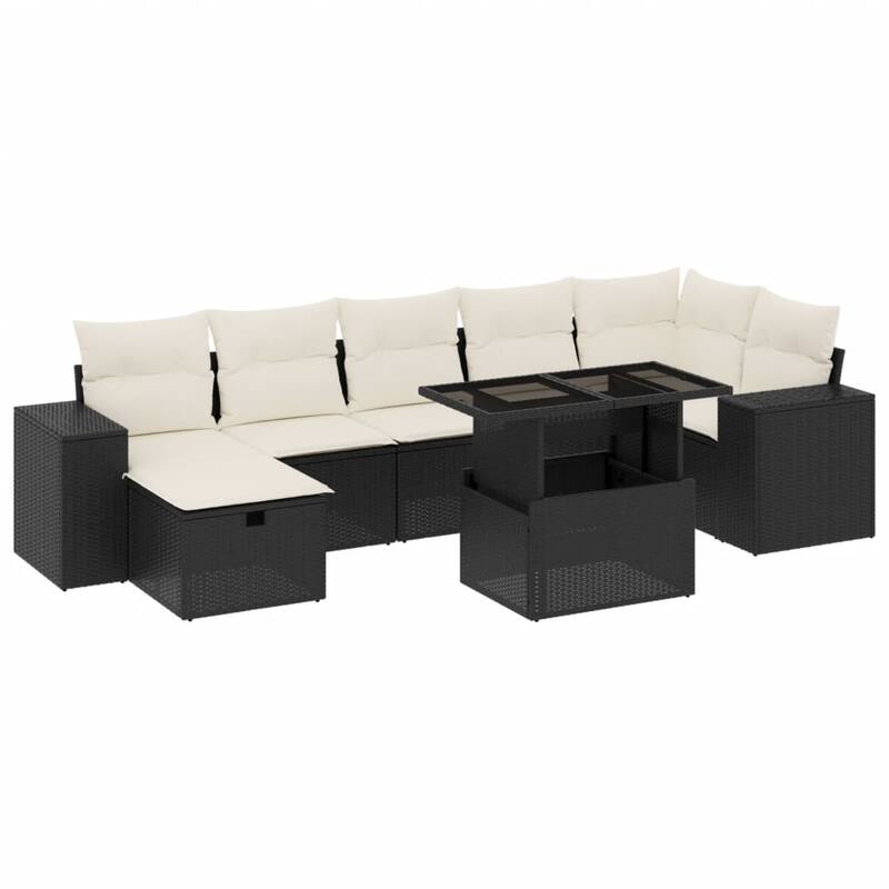 vidaXL Patio Sofa Set with Cushions Outdoor Furniture 8 Piece Poly Rattan