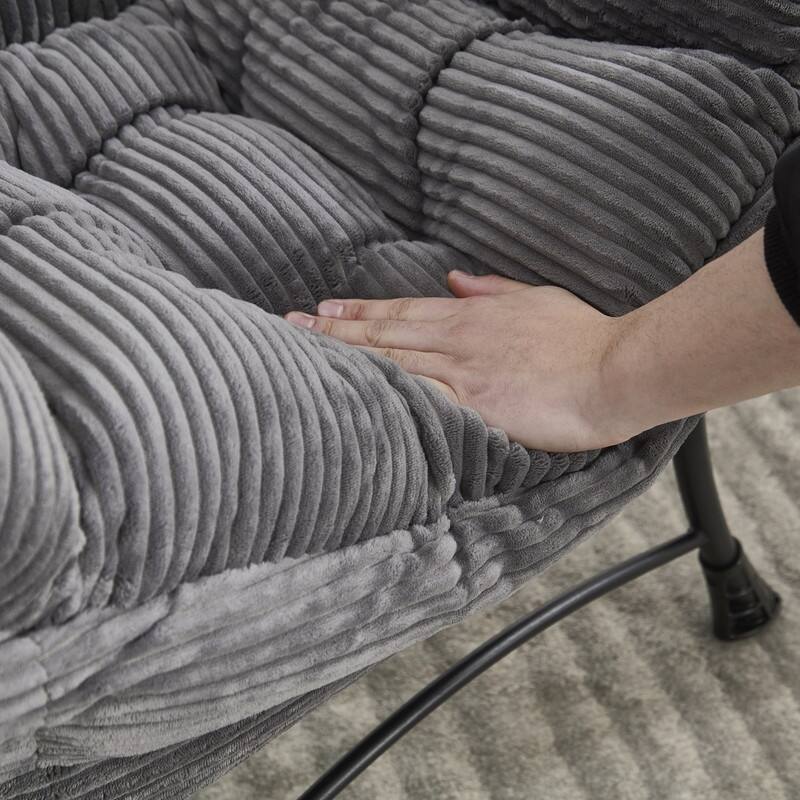 Modern Lounge Chair with Ottoman - Plush Reading Accent Chair with Footrest and Side Pocket