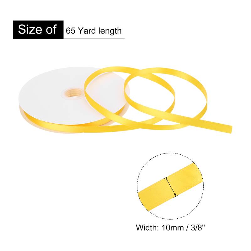 Satin Ribbon Grosgrain Valentine Solid Double Face Wedding Ribbon - Dark Yellow - 3/8" x 65 Yard