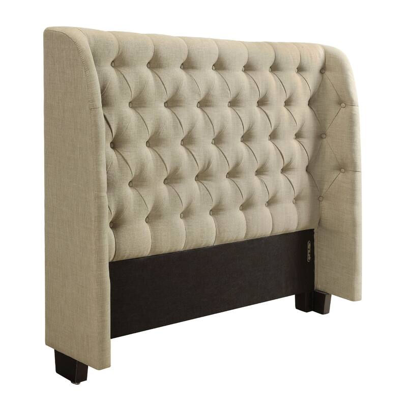 Pax Fabric Full Size Headboard, Button Tufted Wingback, Beige
