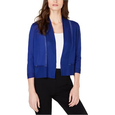 Anne Klein Womens Open-Front Cardigan Sweater,, Blue, Large