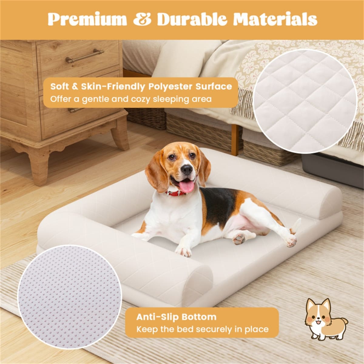 Toytexx Orthopedic Memory Foam Dog Bed - Large 38x30x10 Inch Bolster Sofa, Waterproof Liner, Washable Cover - View #13
