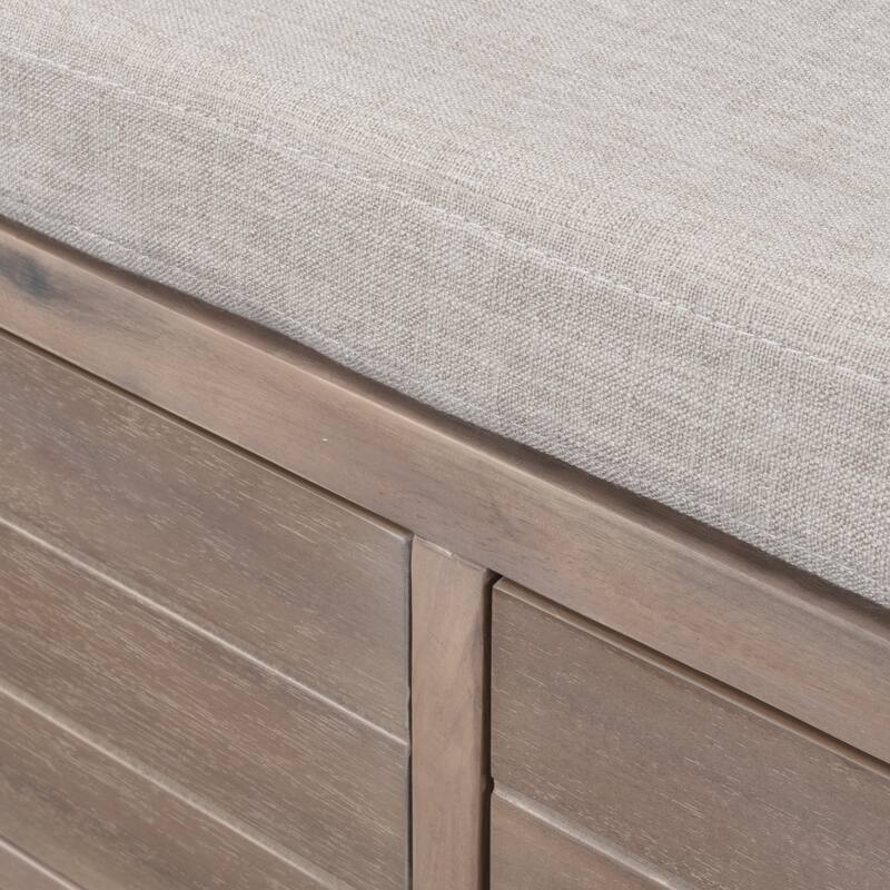 Storage Bench with Removable Basket and Drawers - White Washed