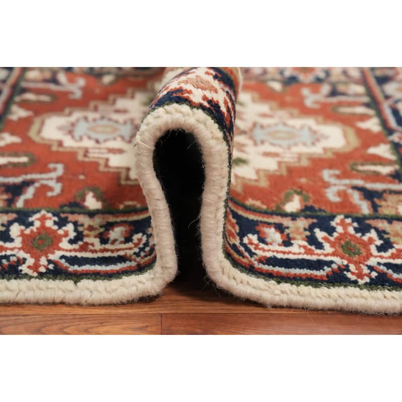 Hand Knotted Oriental 100% Wool Carpet Traditional Medallion Beige & Ivories Heriz (serapi) Area Rug - 3' 0'' X 2' 0''