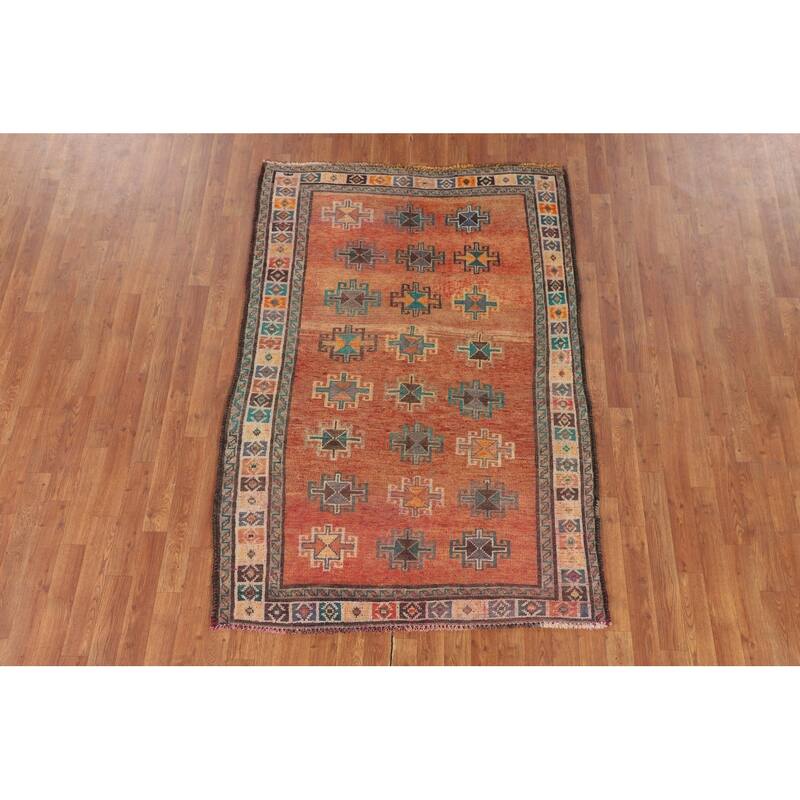 Geometric Shiraz Persian Accent Rug Hand-Knotted Wool Carpet - 4'4" x 6'4"