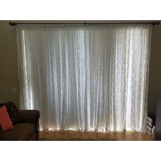 Shop Lyric Antique White Sheer Ogee Print Curtain Panel