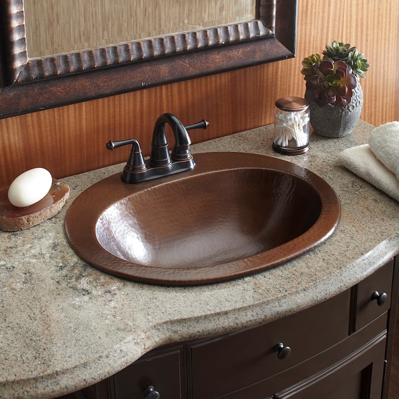 Seville 20" Drop-In Bathroom Sink in Aged Copper