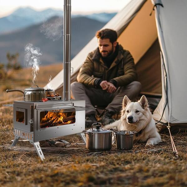 Inflatable Tent Tent Stove Black Wood Burning Section