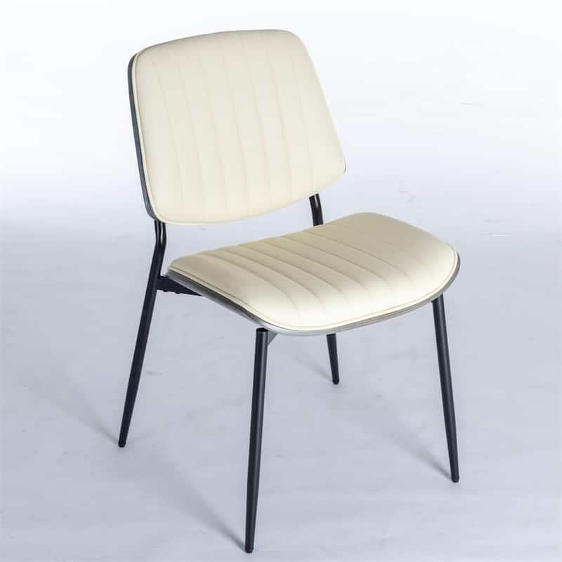 Modern Retro Faux Leather Chair with Metal Legs (Set of 2)