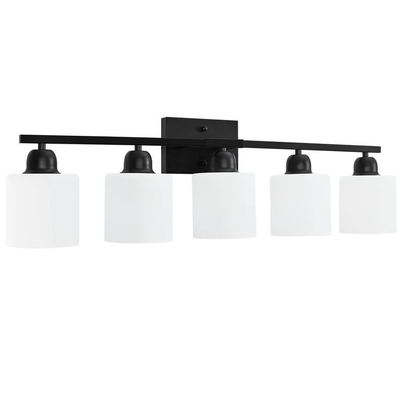 Modern Bathroom Vanity Light With Frosted Milk Glass Shades