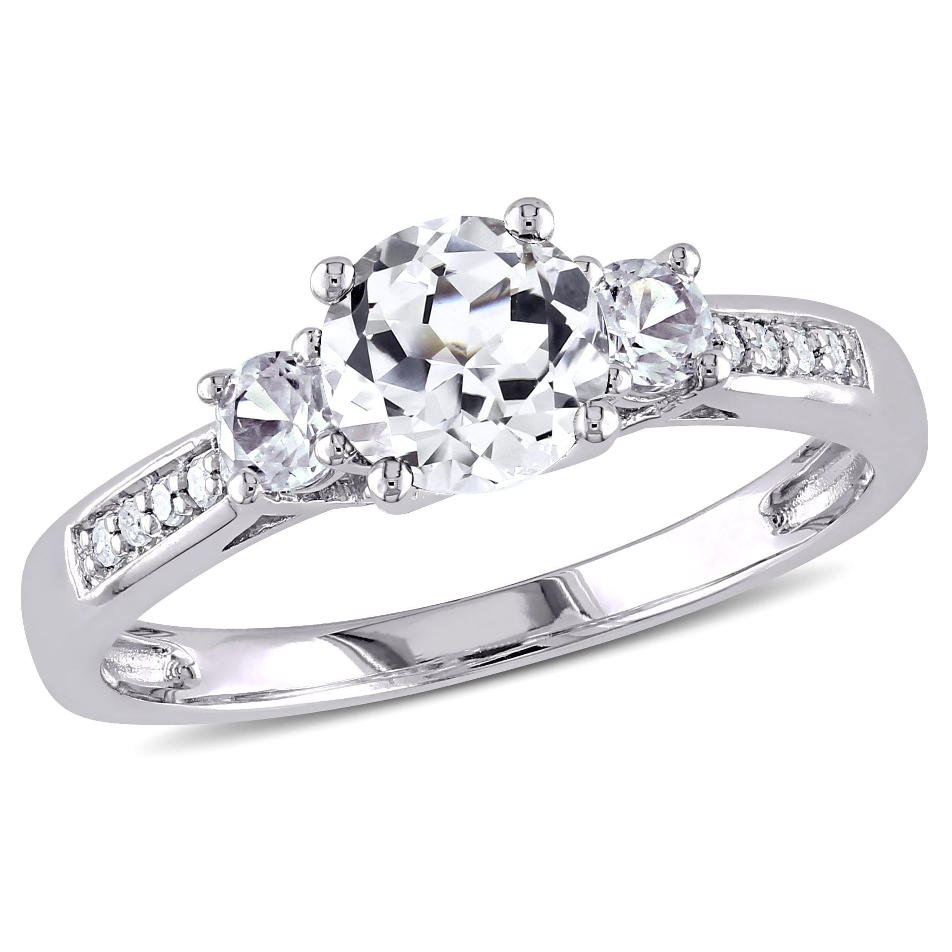 Black /& White Diamond 3 Stone Bridal Engagement Ring Set 10K Gold White Sapphire