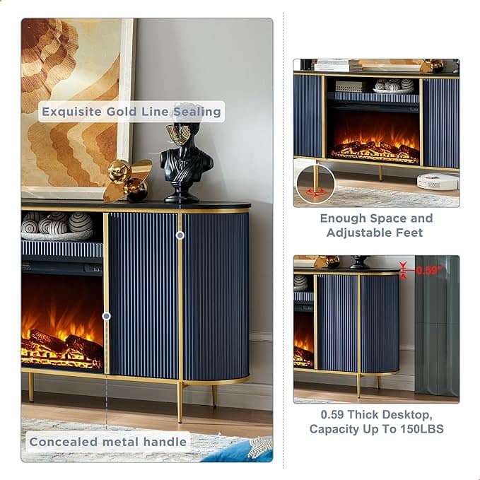 70" Modern Luxury Fireplace TV Stand, Entertainment Center, TV Console