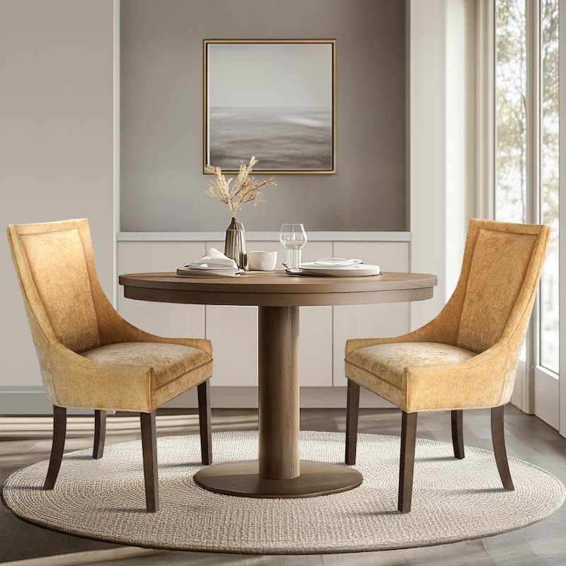 Madison Park Signature Ultra Upholstered Dining Side Chairs With Wood Legs (Set of 2) - N/A - Gold