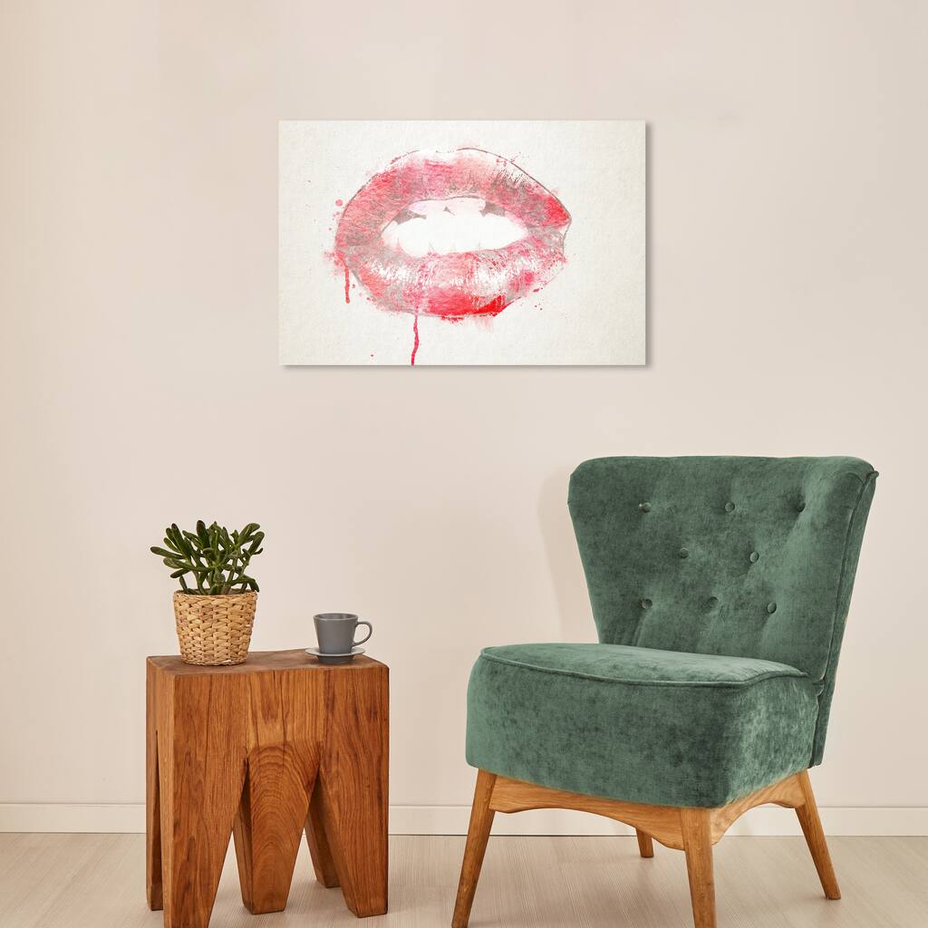 Wynwood Studio Fashion and Glam Bite My Lips Red and Glam Wall Art Canvas Print