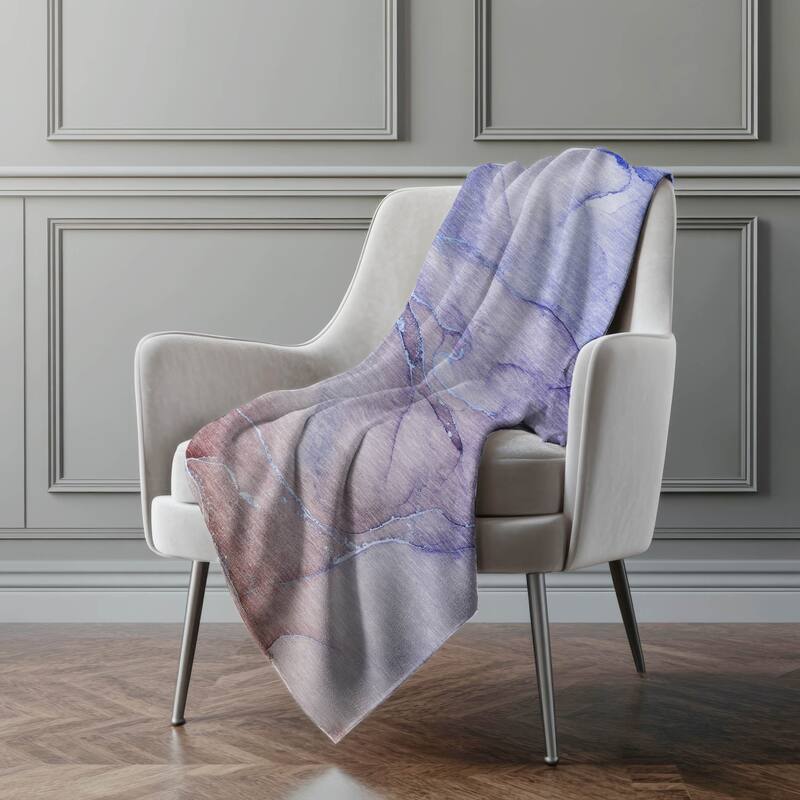 Premium Machine Washable Abstract Modern Sherpa Throw Blanket - Navy - 4'2" x 5'10"