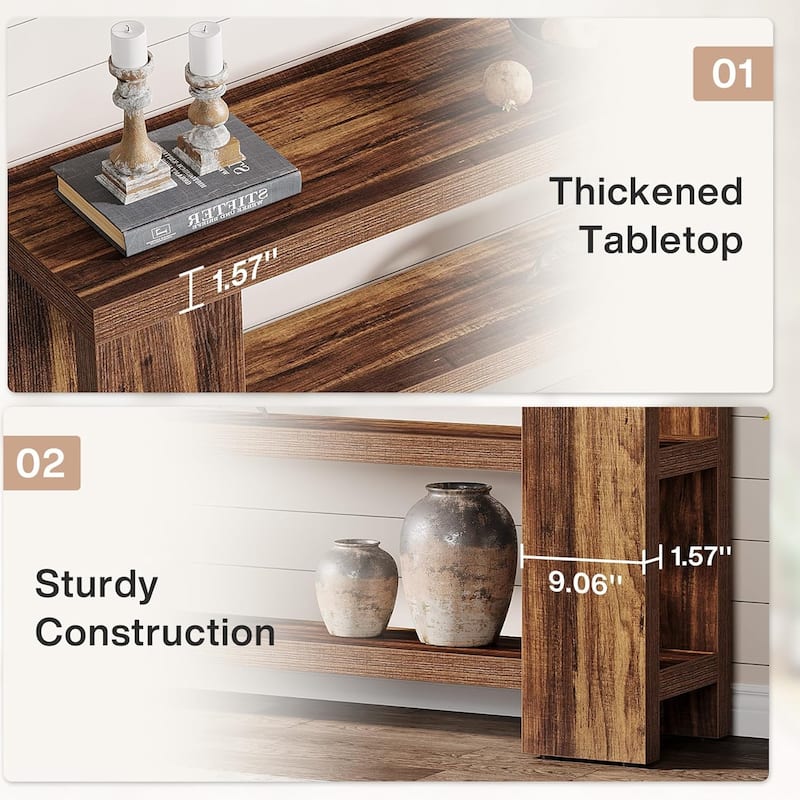 70.9 Inches Extra Long Console Table, Farmhouse 3-Tier Entry Foyer Table