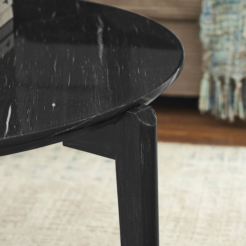 Living Room Coffee Table: Modern and stylish 36 inch round small coffee table, imitation marble tabletop