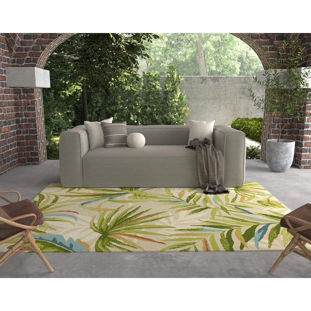Domani Trails Tropical Leaf Hand-hooked Indoor/Outdoor Area Rug