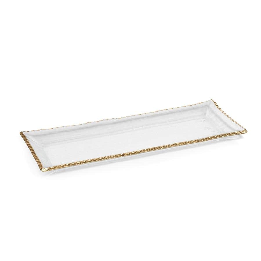 Cassiel Rectangular Trays with Jagged Gold Rim, Set of 2